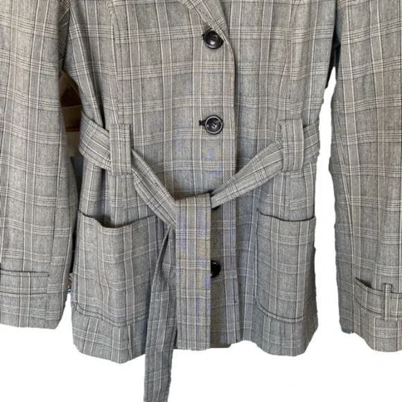 Reitmans Grey Black and White Buttoned & Belted Jacket Blazer, Size 13 - Picture 4 of 14